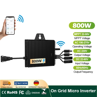 800w on grid micro inverter, compact balcony solar microinverter, plug and play grid tie inverter, new design solar inverter, standard pv connector.